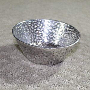 Handmade 5" Pewter Bowl with Imprinted Hammered Design